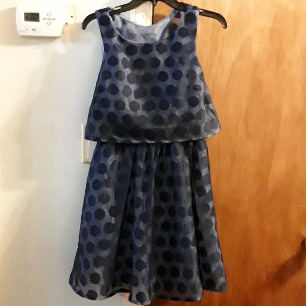 Pretty Blue Mesh Dot dress, size 2